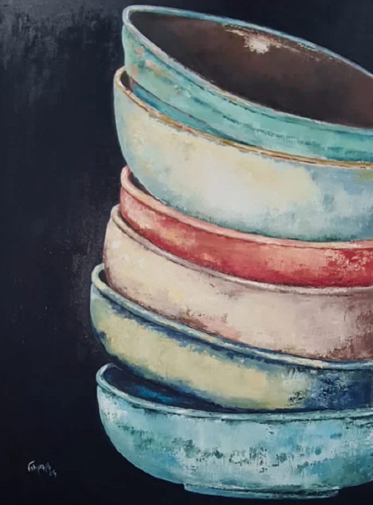 Pintura contemporânea Equilíbrio, obra de Filipa Pinto Basto