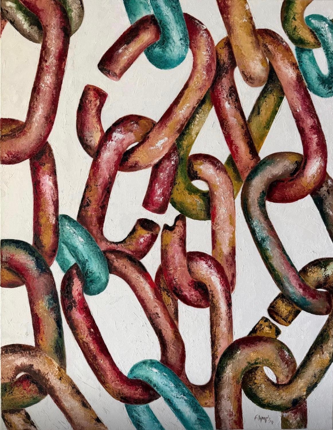 Pintura contemporânea União II, obra de Filipa Pinto Basto